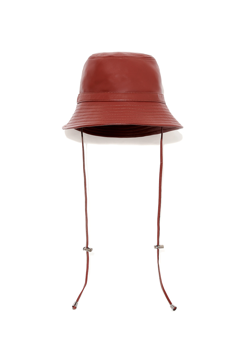 Leather Bucket Hat - Bordo