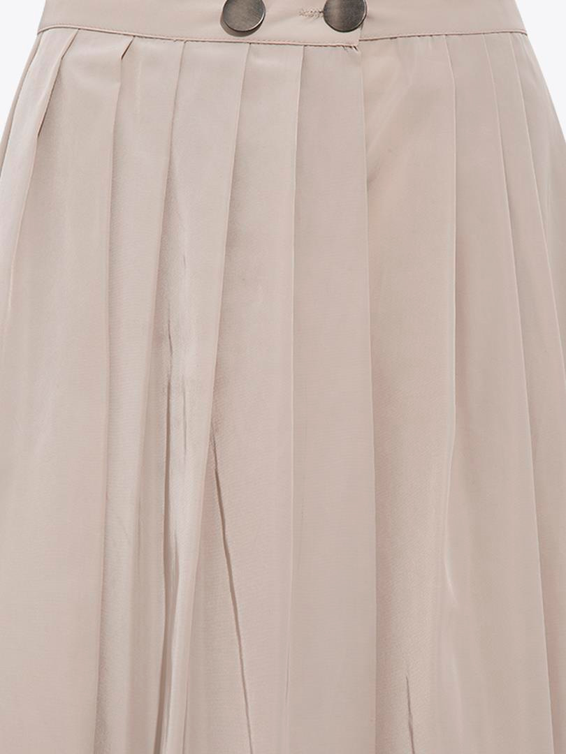 LOASA Paraşüt Kumaş Maksi Etek - Taş