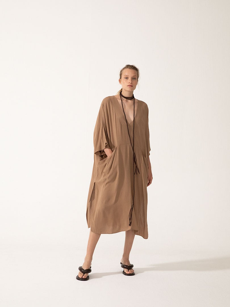 Loose Fit Pareo-Elbise - Camel