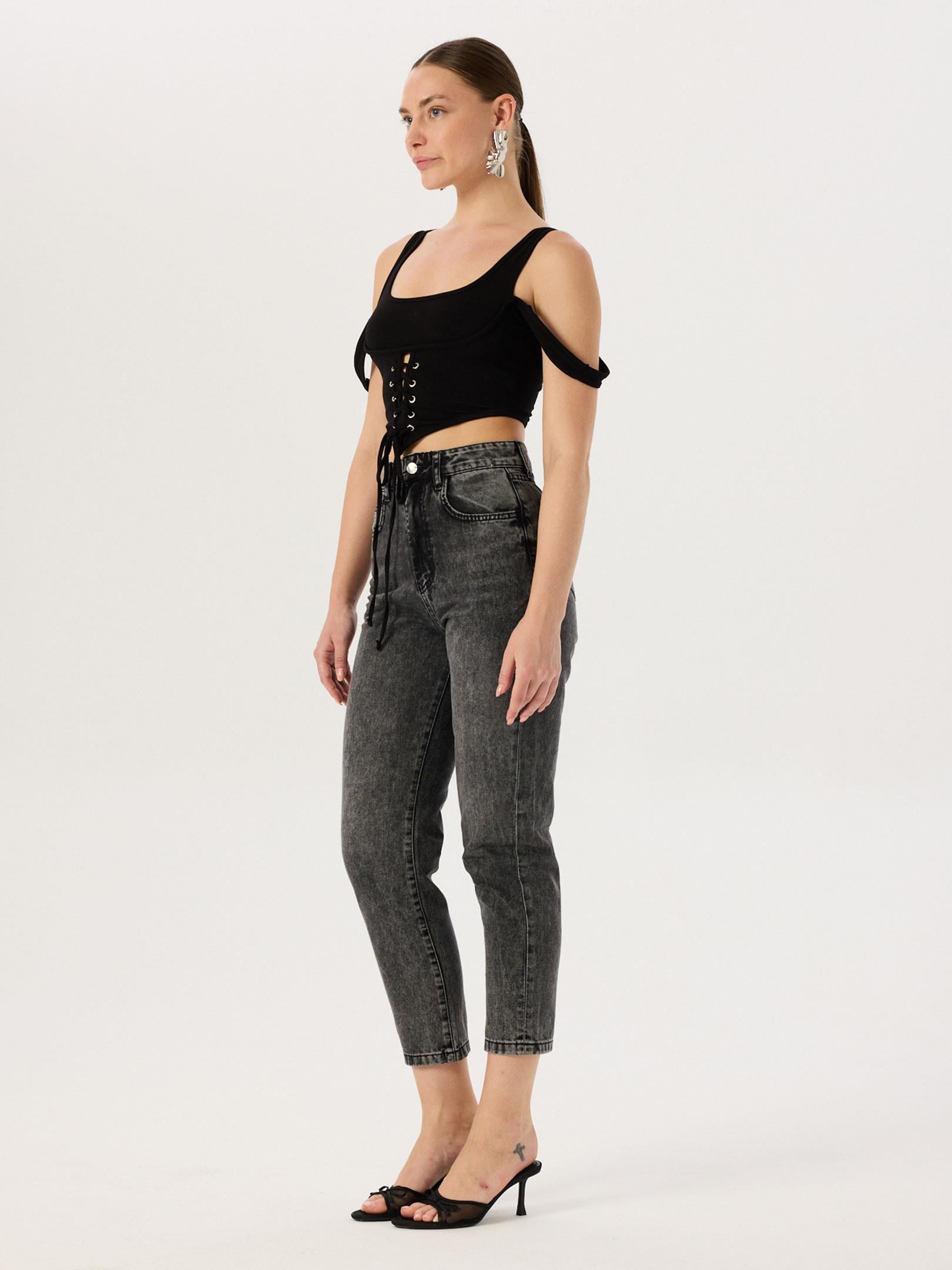 Mom Fit Jean Pantolon - Antrasit Pantolon Modelleri