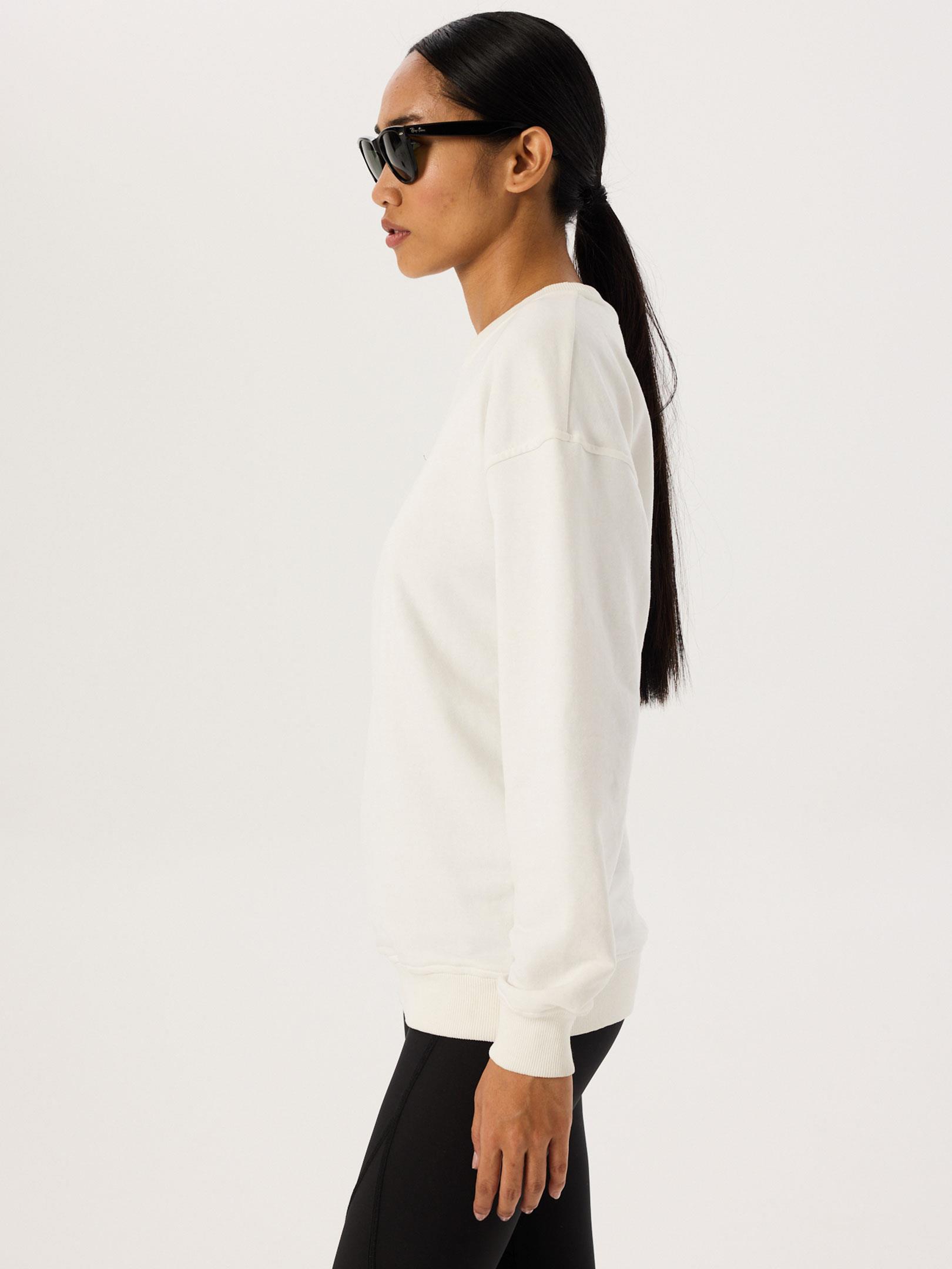 Nakış Detaylı Oversize Sweatshirt - Beyaz Sweatshirt Modelleri