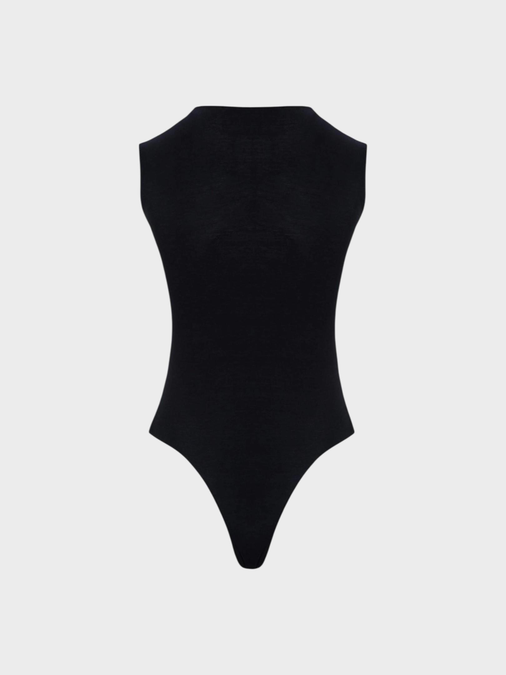 Önü Burgu Detaylı Kolsuz İkonik Body - Siyah Body Modelleri