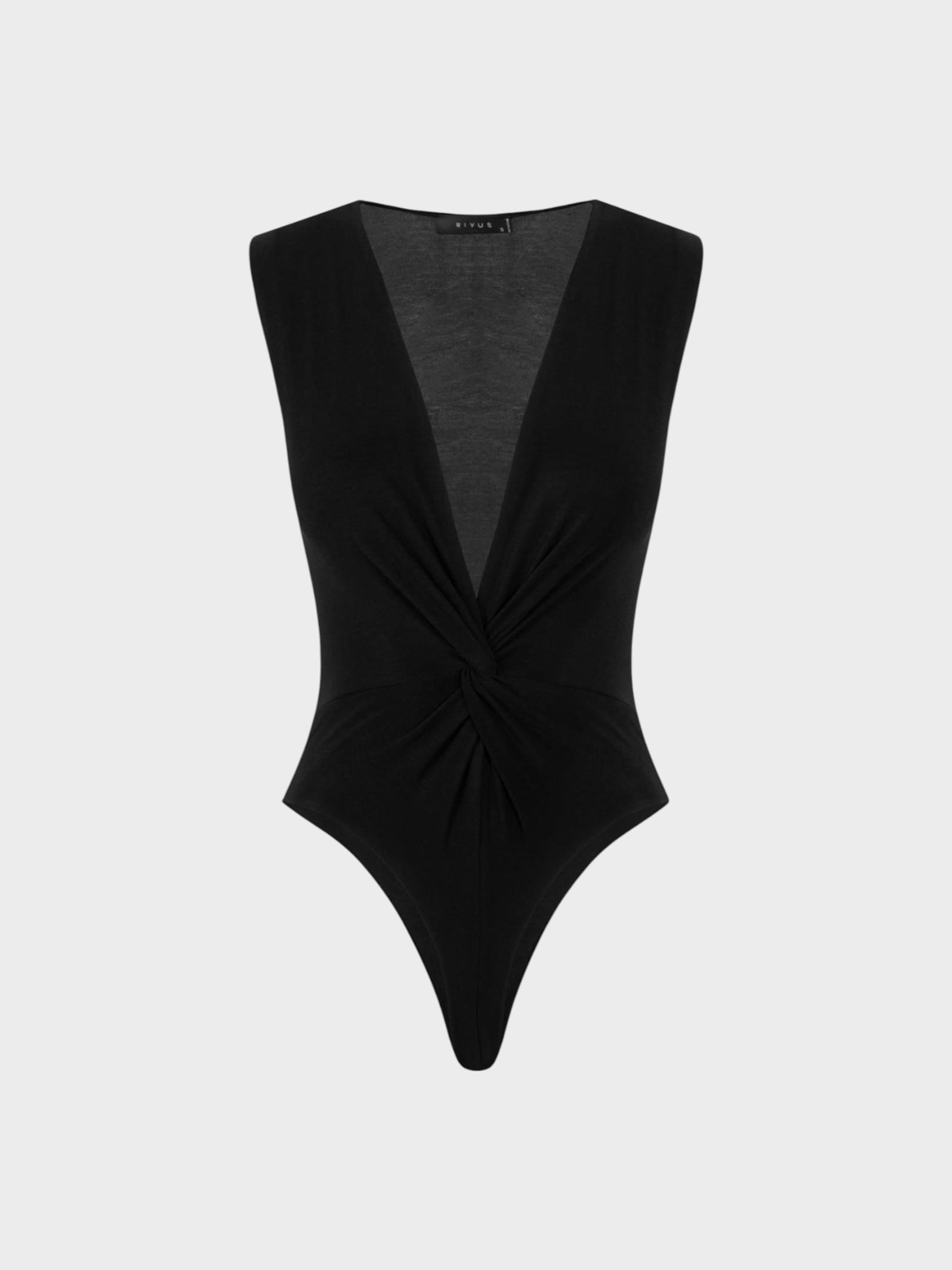 Önü Burgu Detaylı Kolsuz İkonik Body - Siyah Body Modelleri