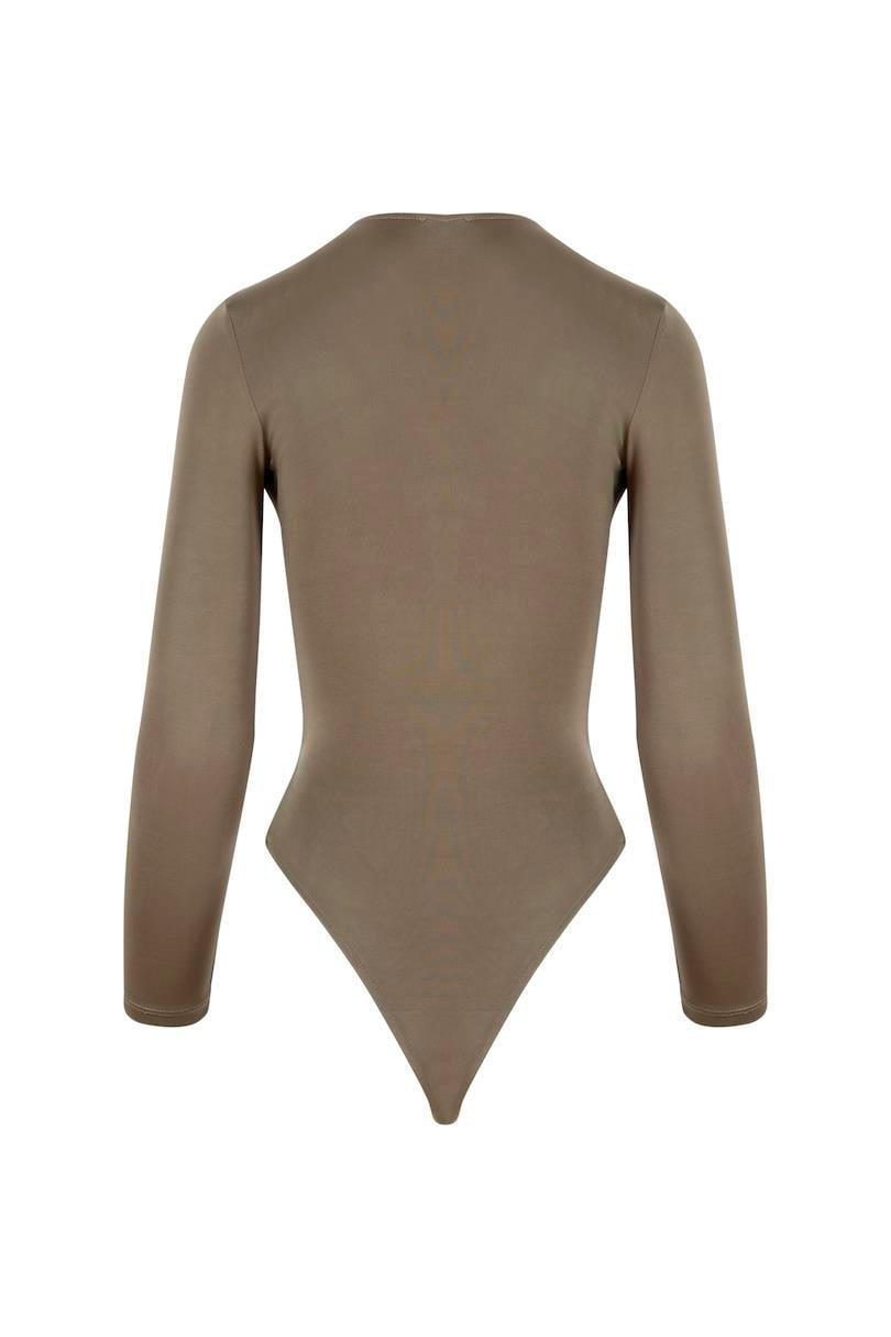 Önü Burgulu Alttan Çıtçıtlı Uzun Kollu İkonik Body - Haki Body Modelleri