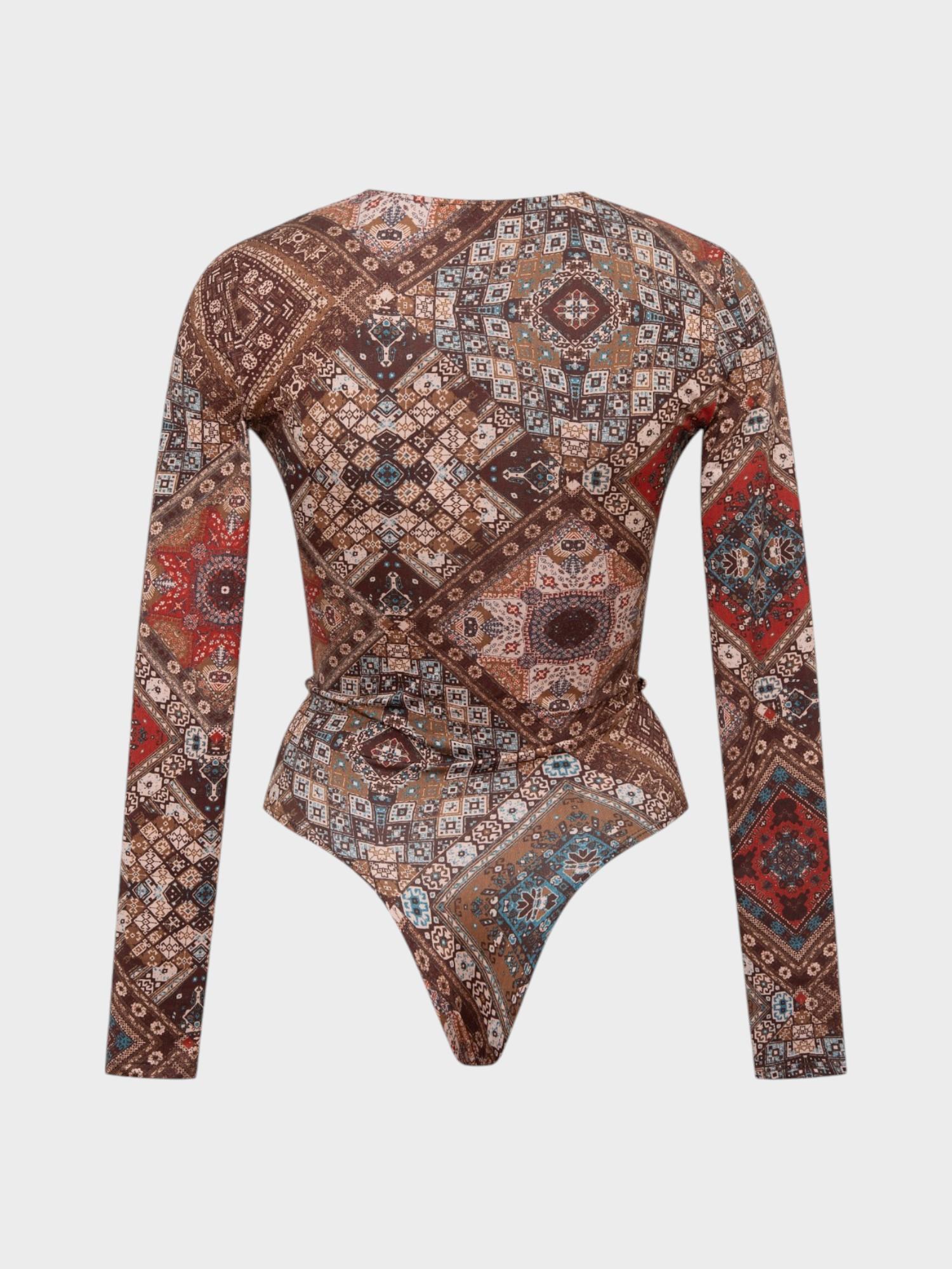ÖNÜ BURGULU UZUN KOL BOHEMIAN DESENLİ İKONİK BODY Kategorisiz Modelleri