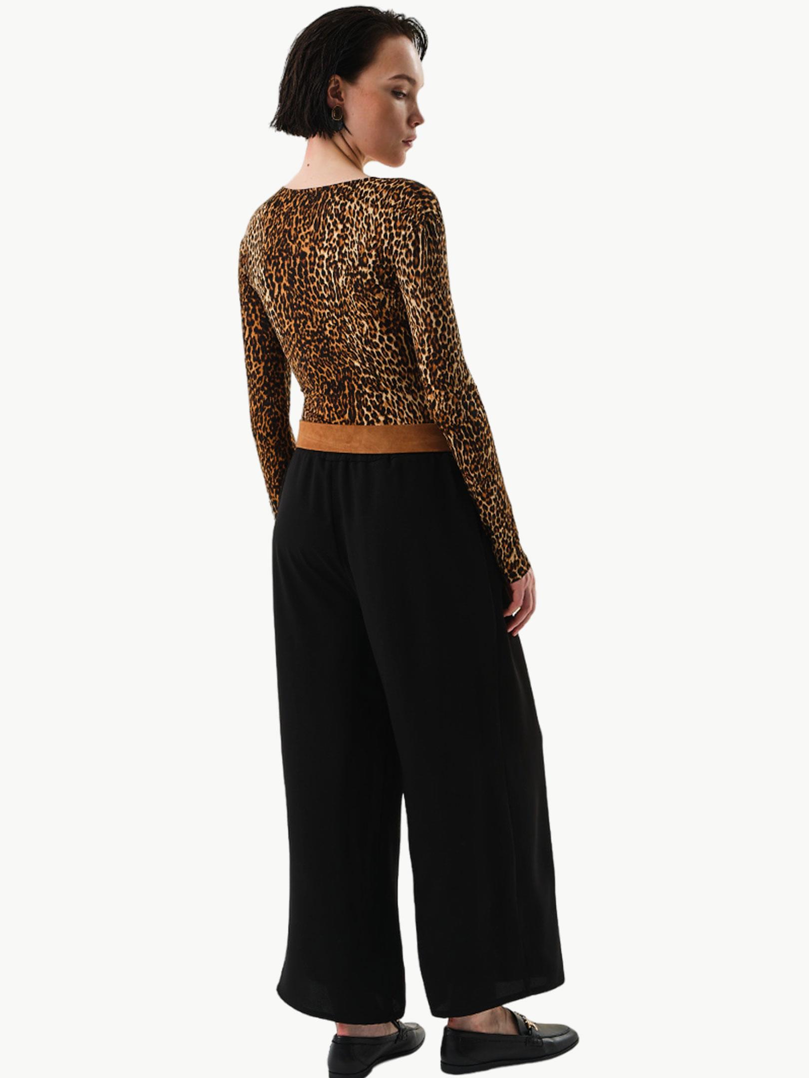 Önü Burgulu Uzun Kollu Leopar Body Body & Bluz Modelleri