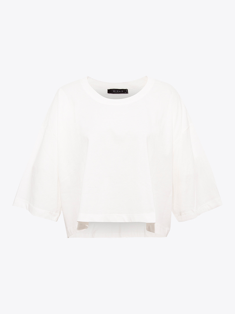 Oversize Crop T-shirt - Ekru