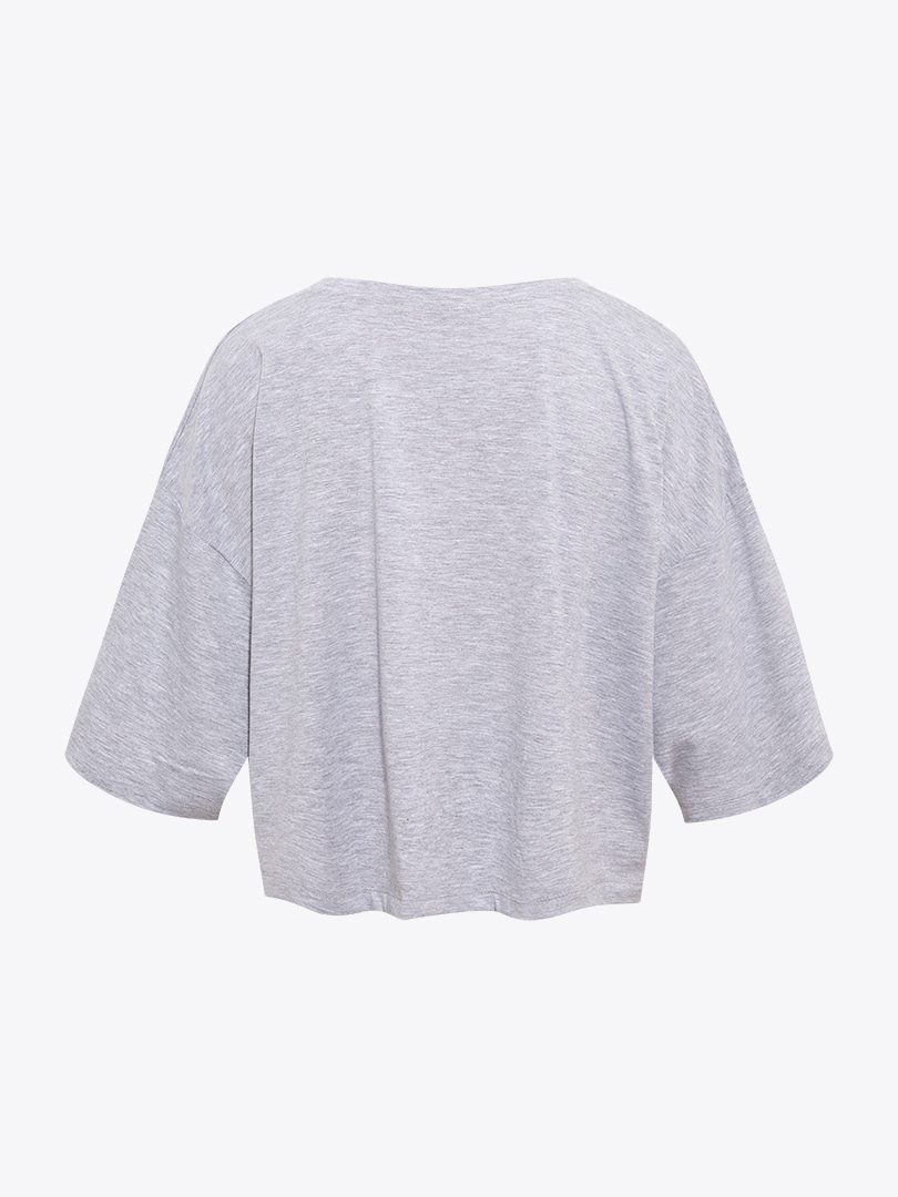 Oversize Crop T-shirt - Gri Melanj