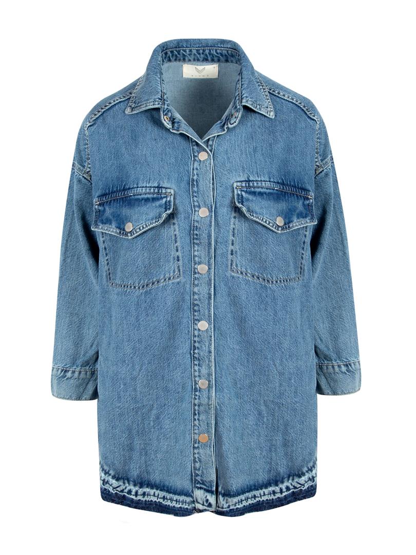 Oversize Denim Gömlek - İndigo