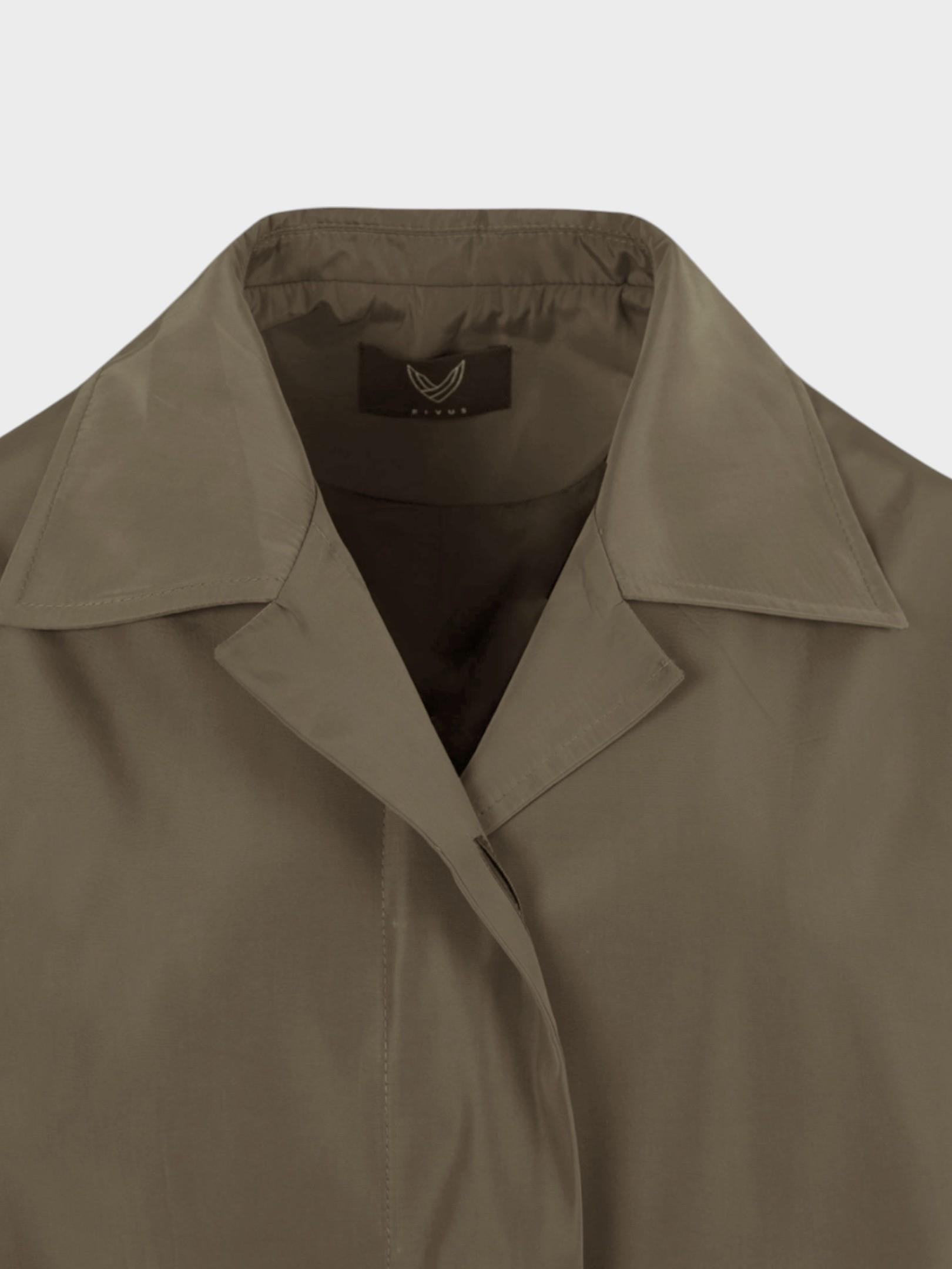 Oversize Kesim Düğmeli ve Cep Detaylı Uzun Trençkot - Haki Kaban ve Trençkot Modelleri