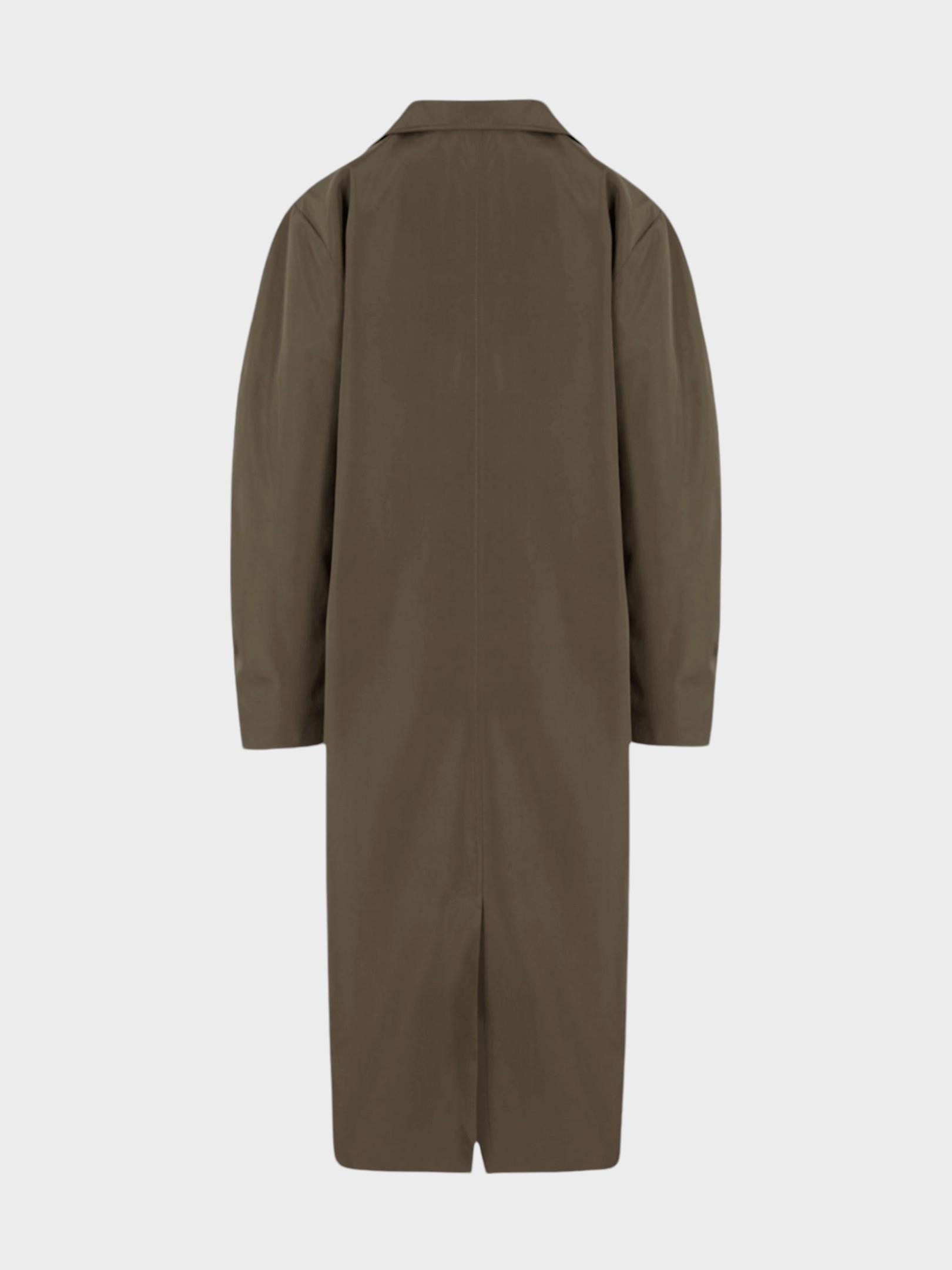 Oversize Kesim Düğmeli ve Cep Detaylı Uzun Trençkot - Haki Kaban ve Trençkot Modelleri