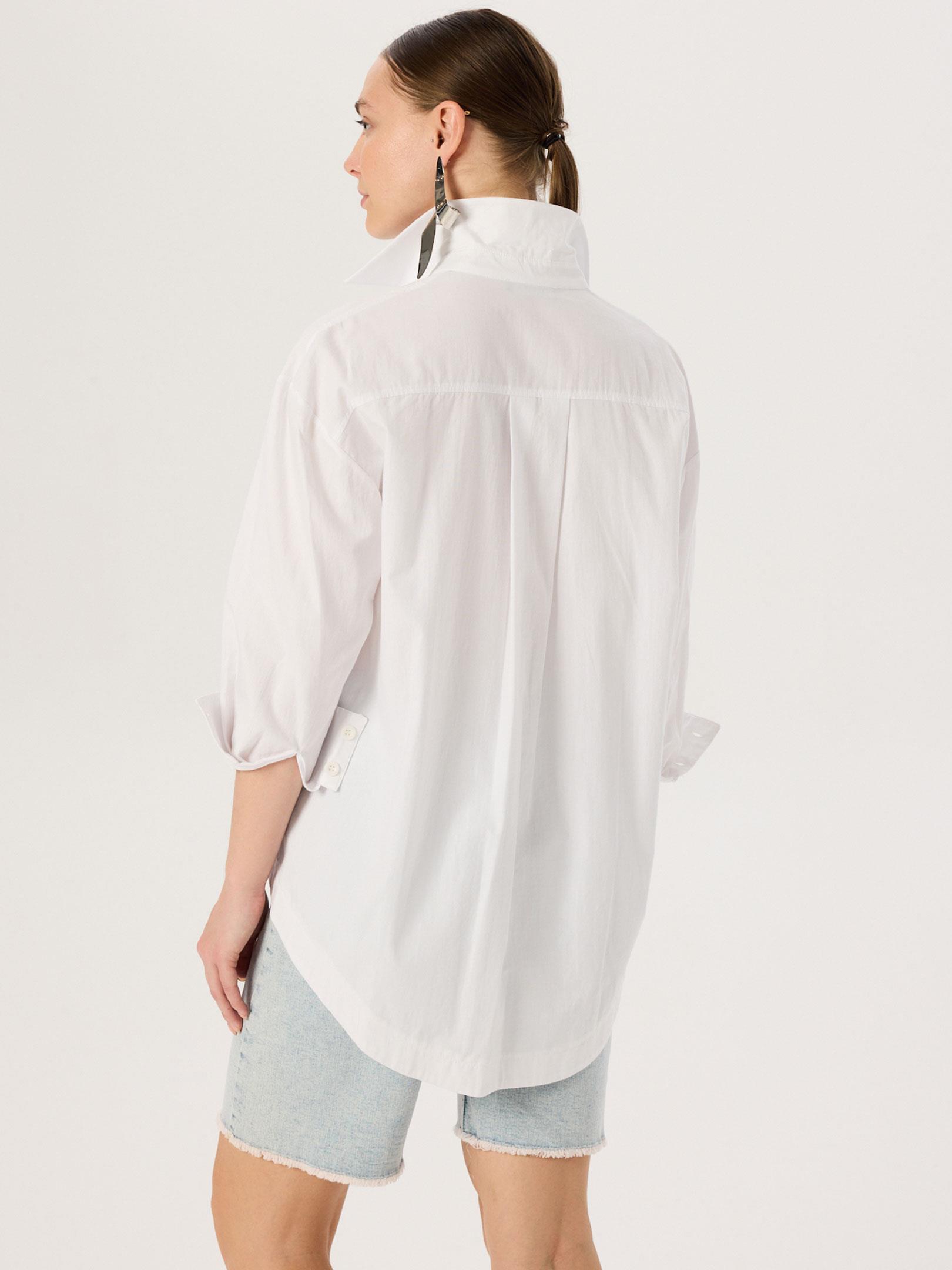 Oversize Kesim Koton Gömlek - Ekru Gömlek Modelleri