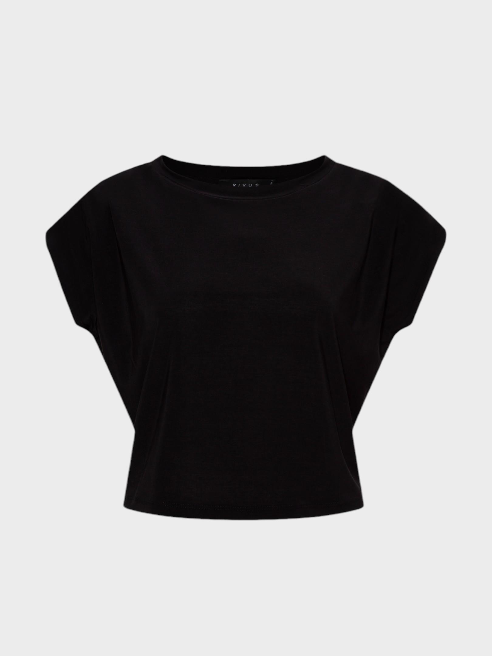 Oversize Kesim Vatkalı Dökümlü Bisiklet Yaka T-Shirt - Siyah T-shirt Modelleri