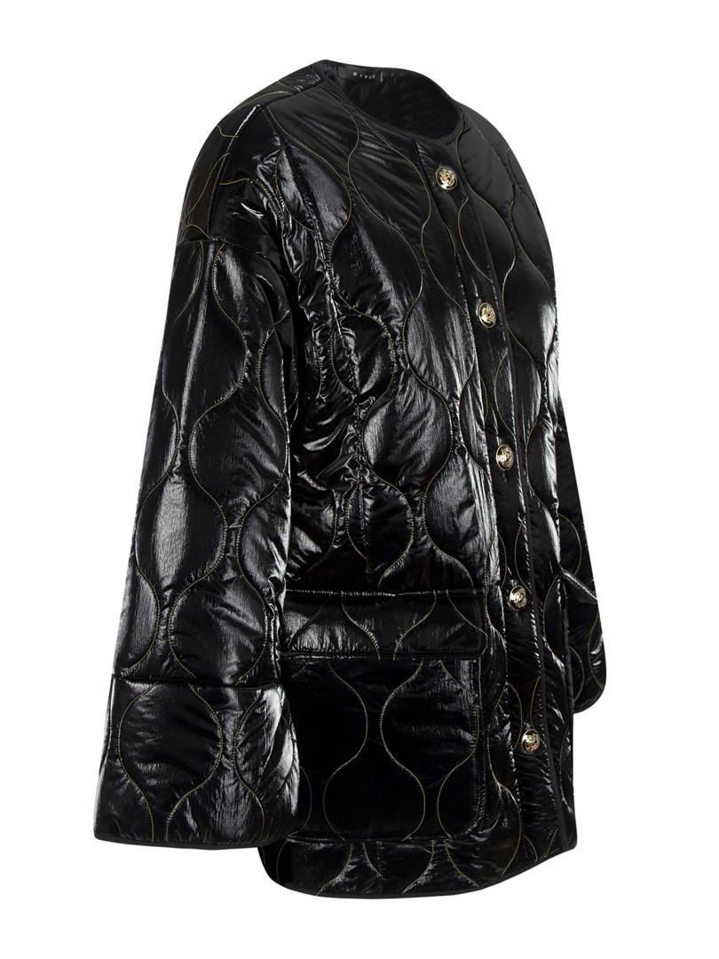 Oversize Kesimli Kapitone Mont - Siyah