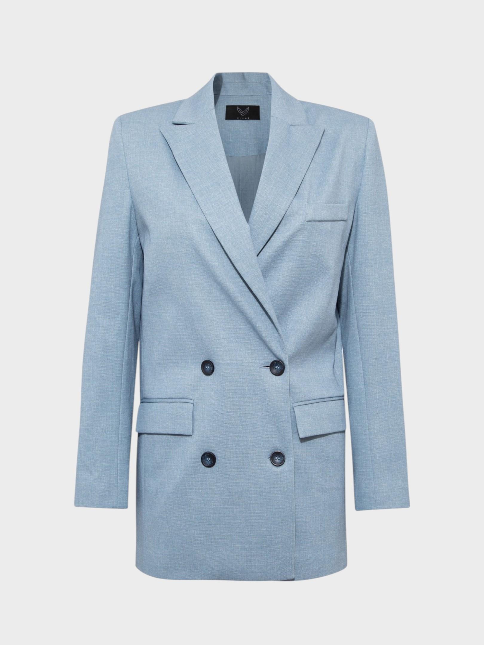 Oversize Kruvaze Kesim Ceket - Mavi Ceket Modelleri