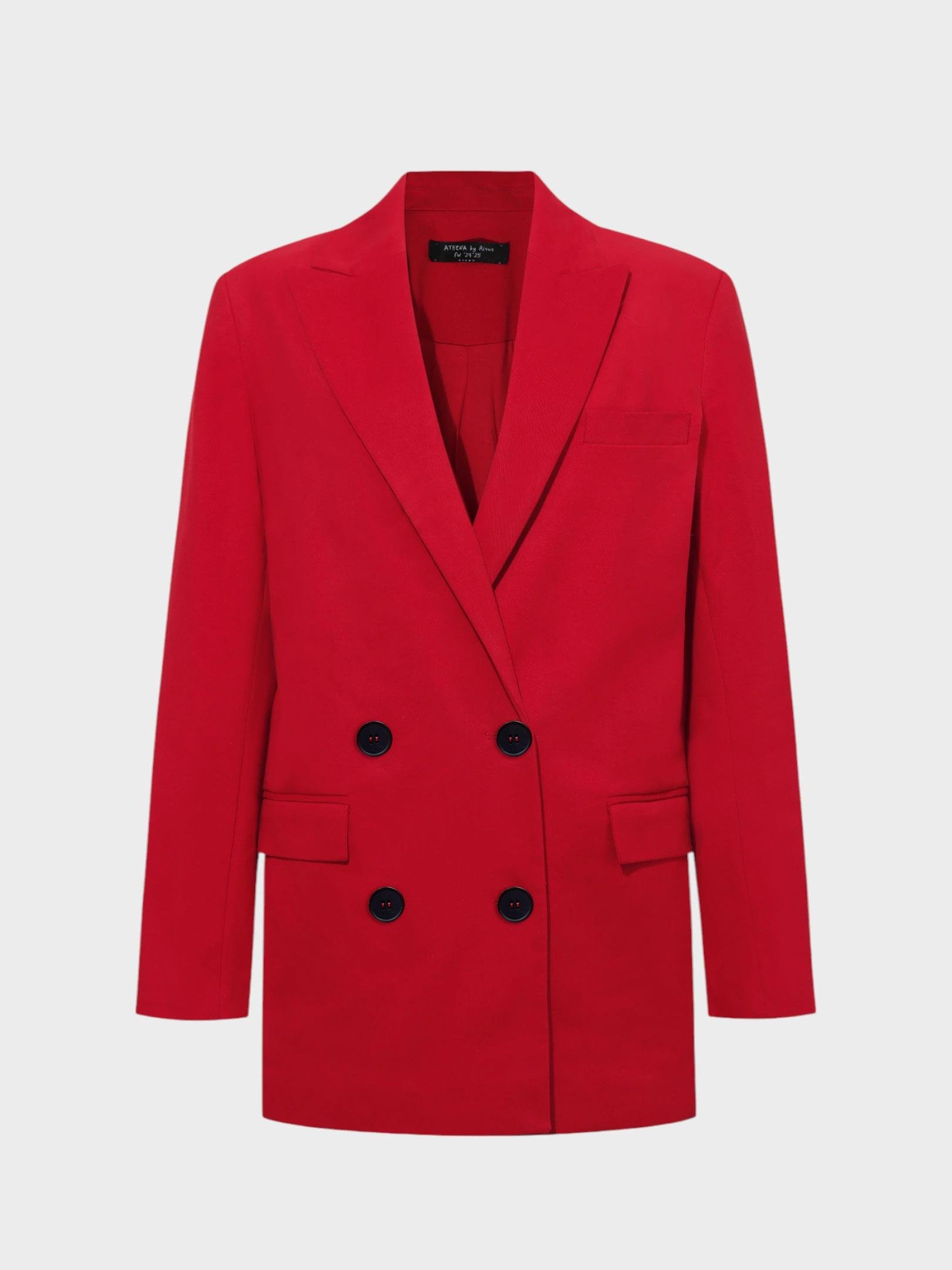 Oversize Kruvaze  Kesim Koton Ceket - Kırmızı Ceket Modelleri