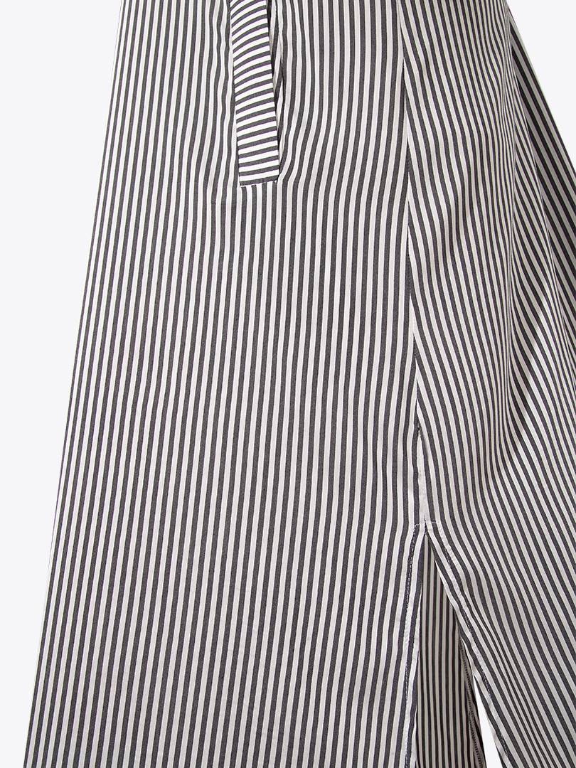 Oversize Yırtmaçlı Gömlek Elbise - Çizgili