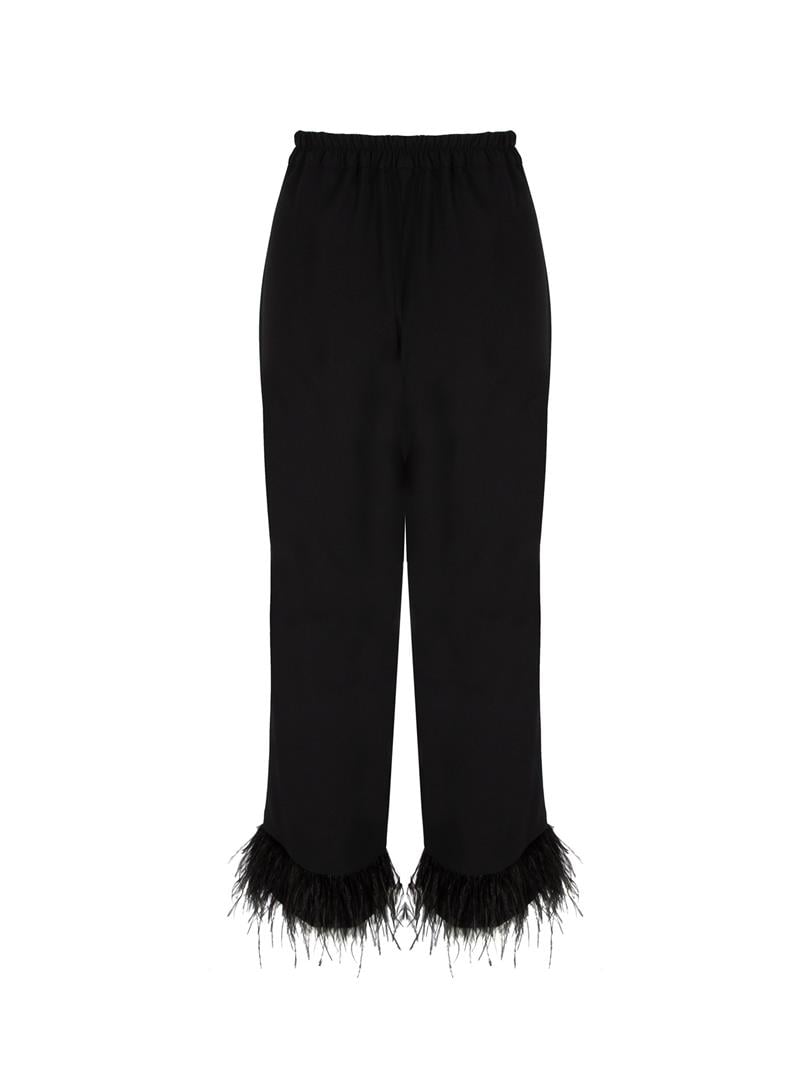 Paça Tüy Detaylı Pantolon - Siyah