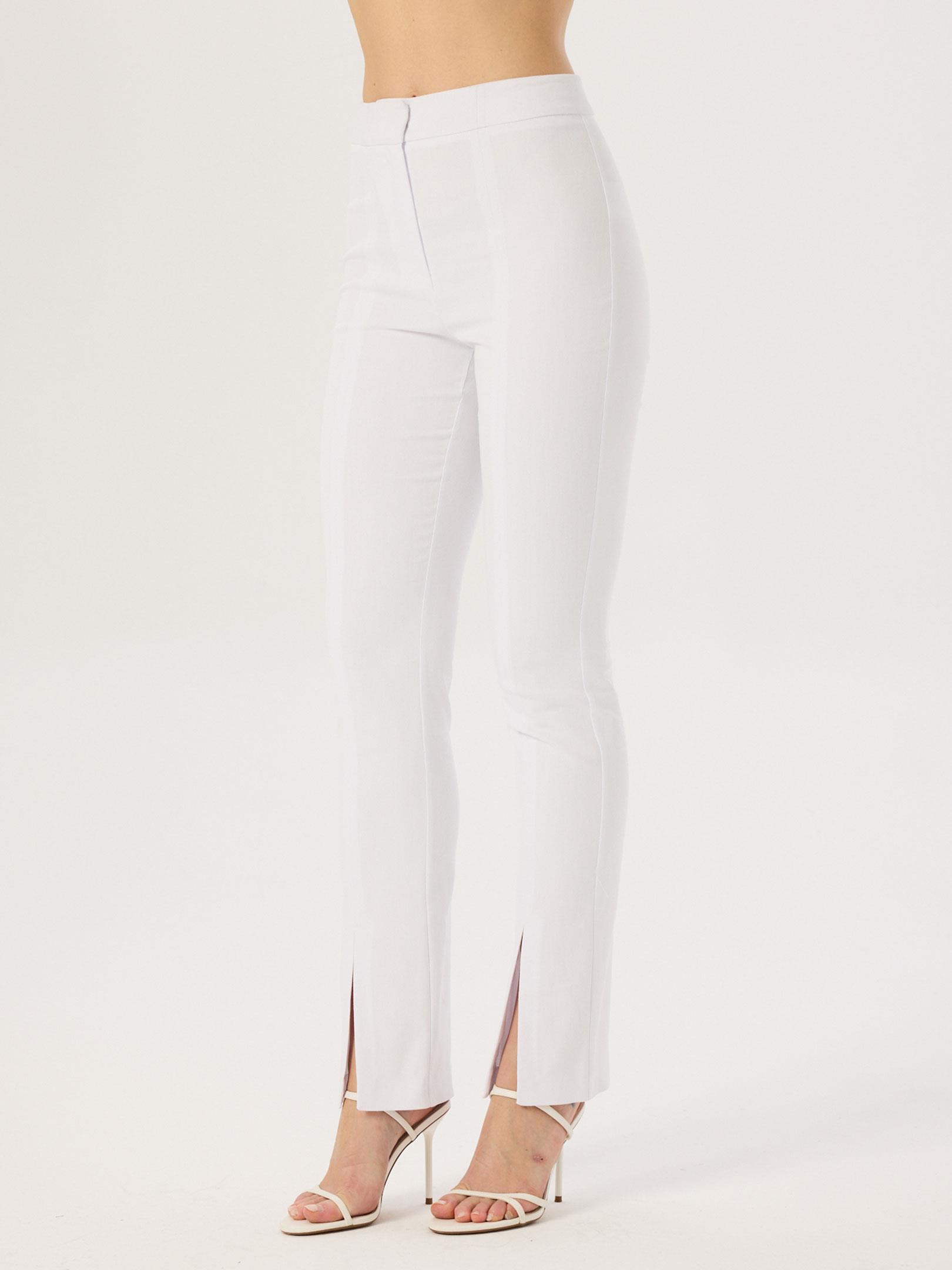 Paçası Yırtmaç Detaylı Skinny Pantolon - Beyaz Pantolon Modelleri