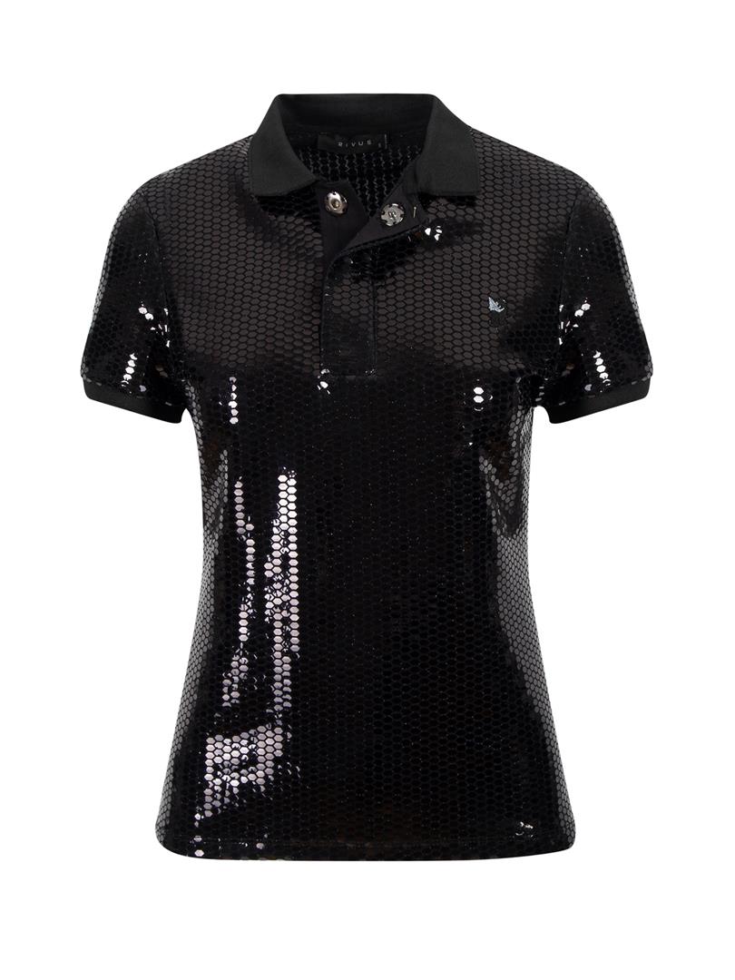Polo Yaka Pullu Tişört - Siyah