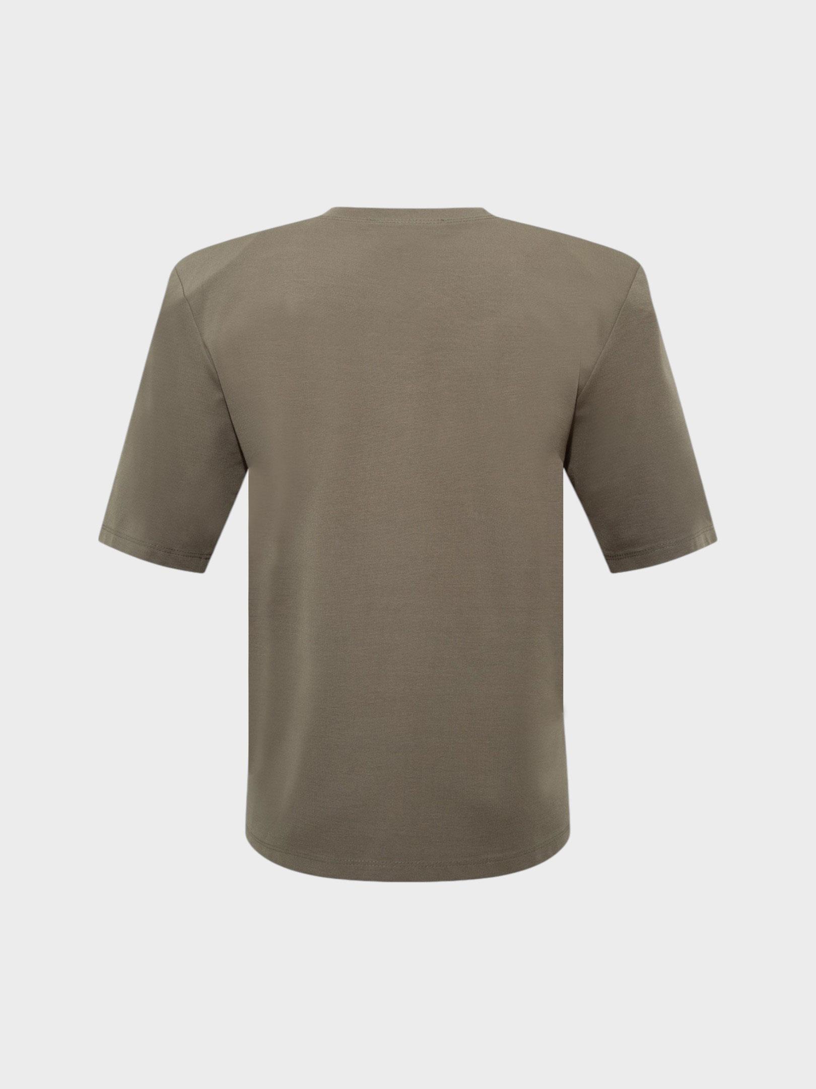 Premium Yumuşak Tuşeli Vatkalı T-Shirt - Haki T-shirt Modelleri