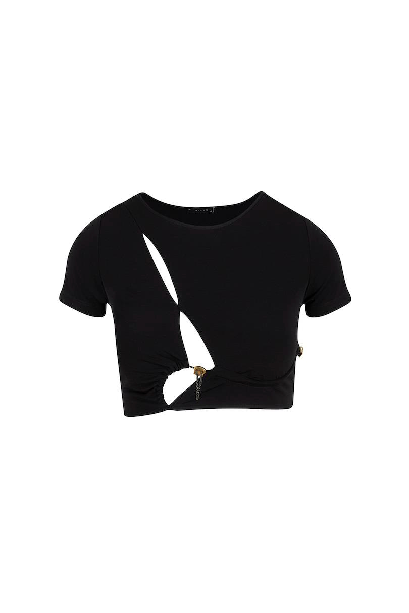 Stoperli Cut Out Detaylı Body - Siyah