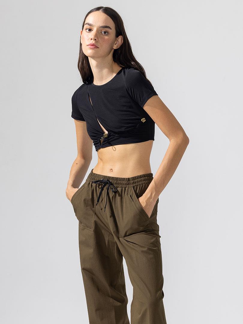 Stoperli Cut Out Detaylı Body - Siyah Body & Bluz Modelleri