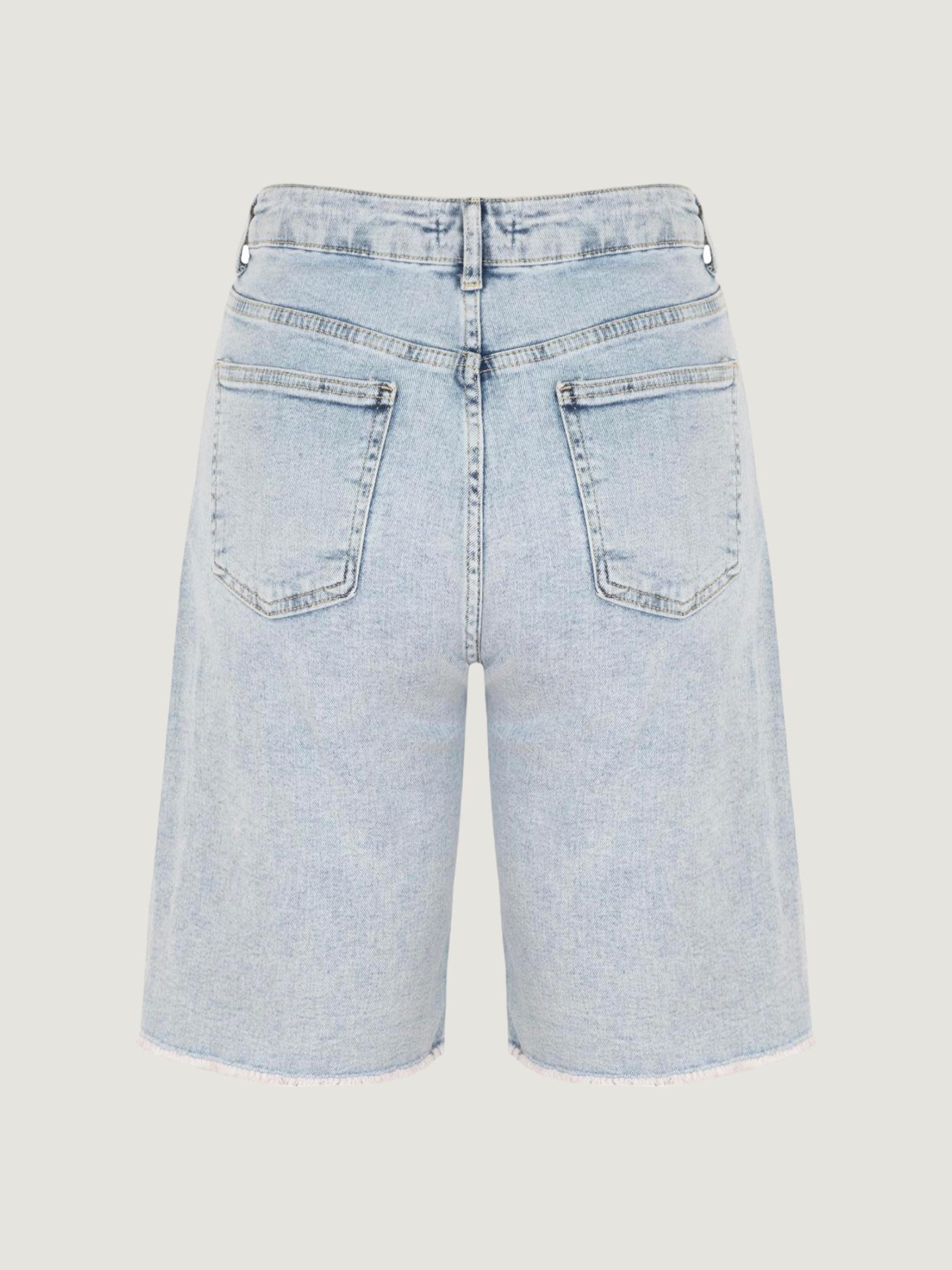 Straight Fit Jean Bermuda Şort - Light Indigo  Şort Modelleri