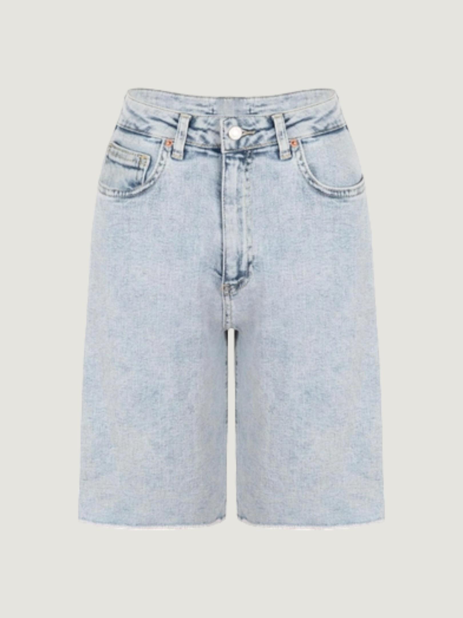 Straight Fit Jean Bermuda Şort - Light Indigo  Şort Modelleri