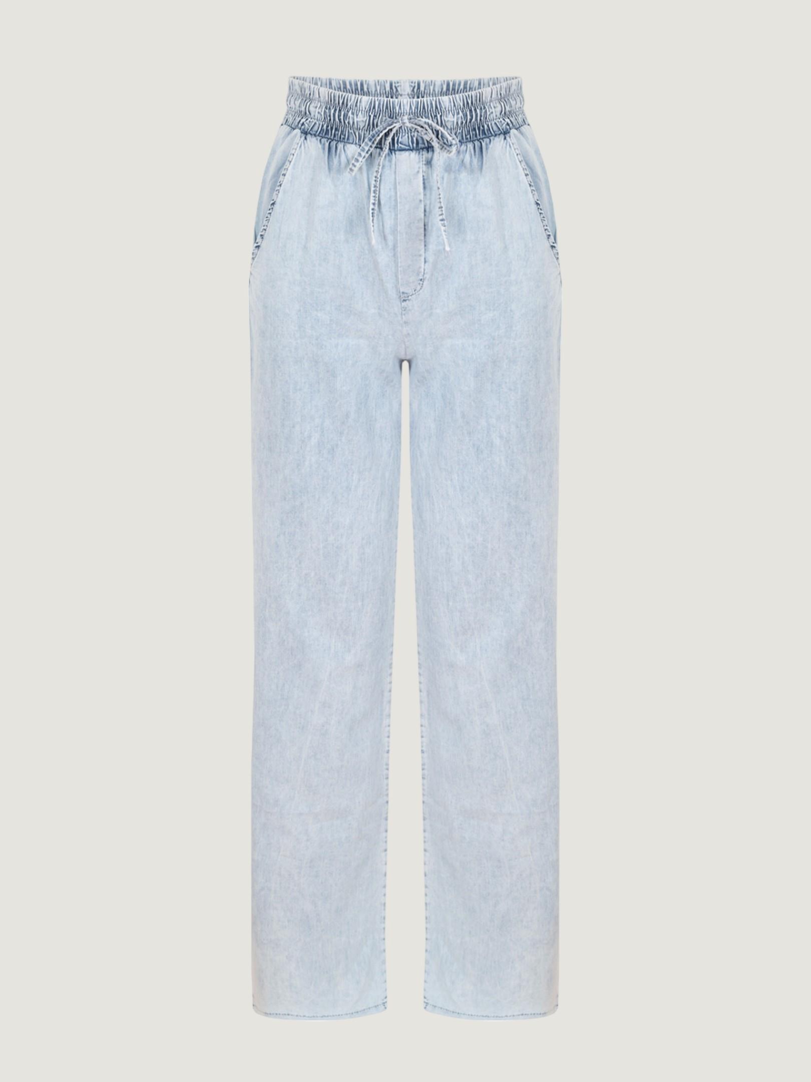 Straight Fit Tensel Jean Pantolon - Light Indigo Pantolon Modelleri