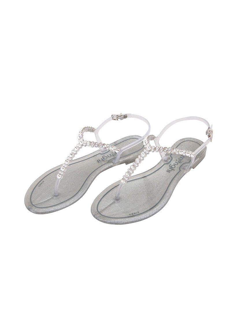 Swarovski Taşlı Sandalet - Gri