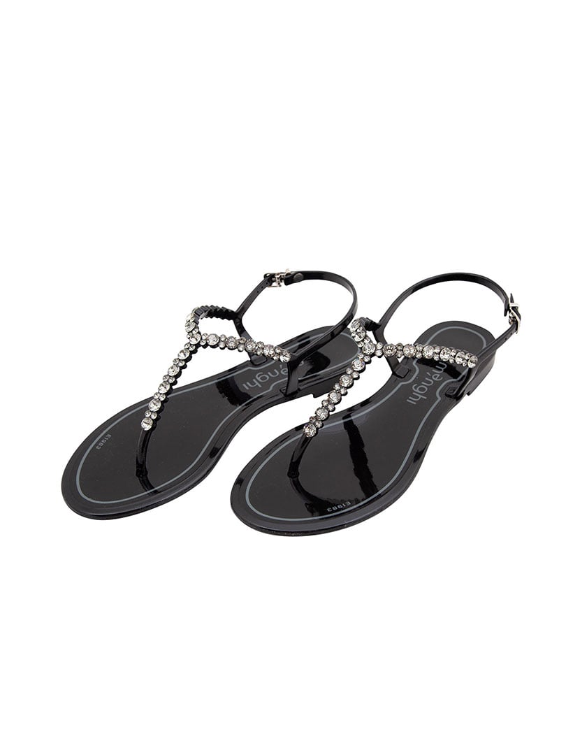 Swarovski Taşlı Sandalet - Siyah