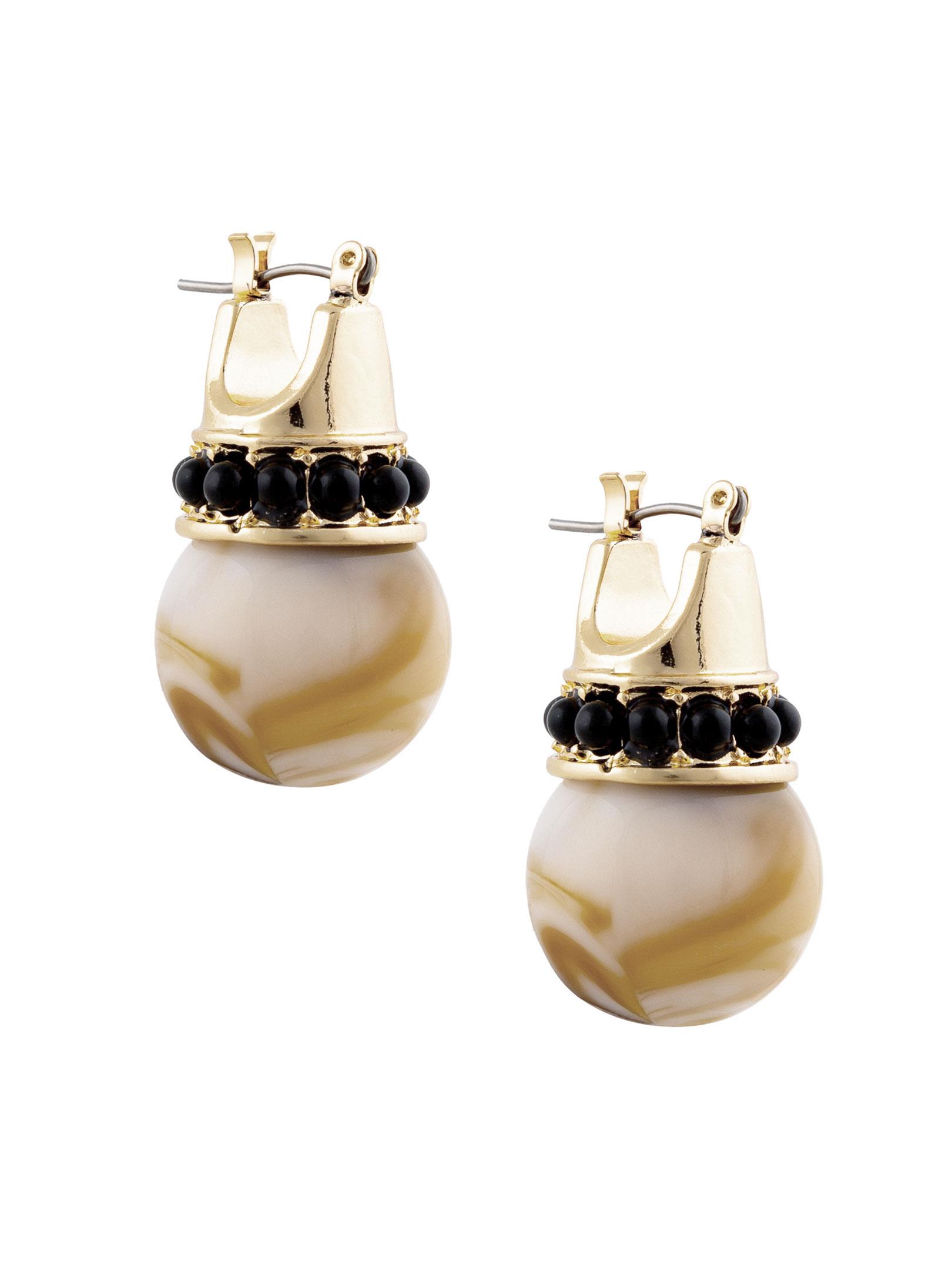 Taş Detaylı Boncuk Küpe - Gold Küpe Modelleri