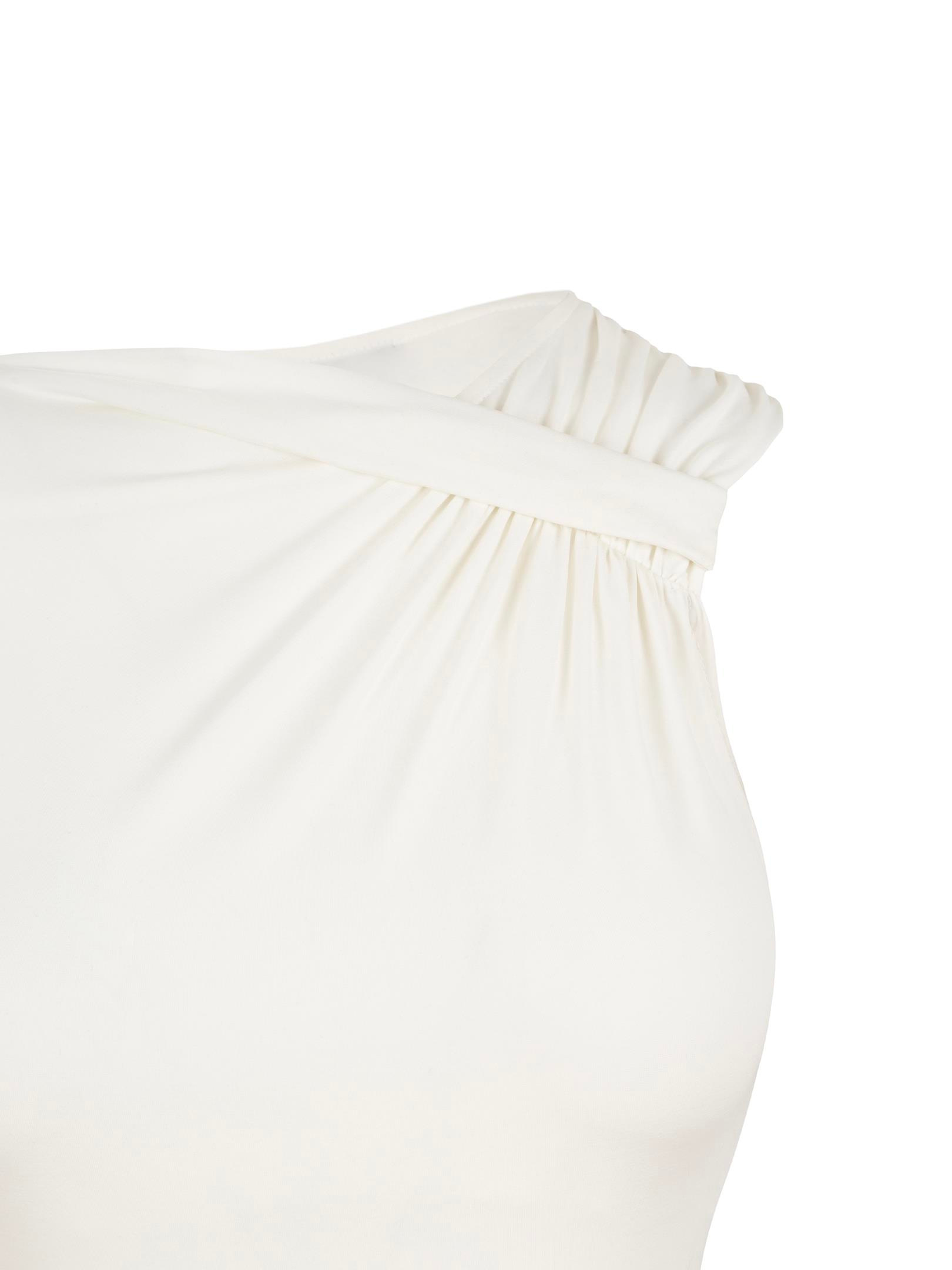 Tek Kol Yaka Detaylı Çıtçıtlı Body - Ekru Body & Bluz Modelleri