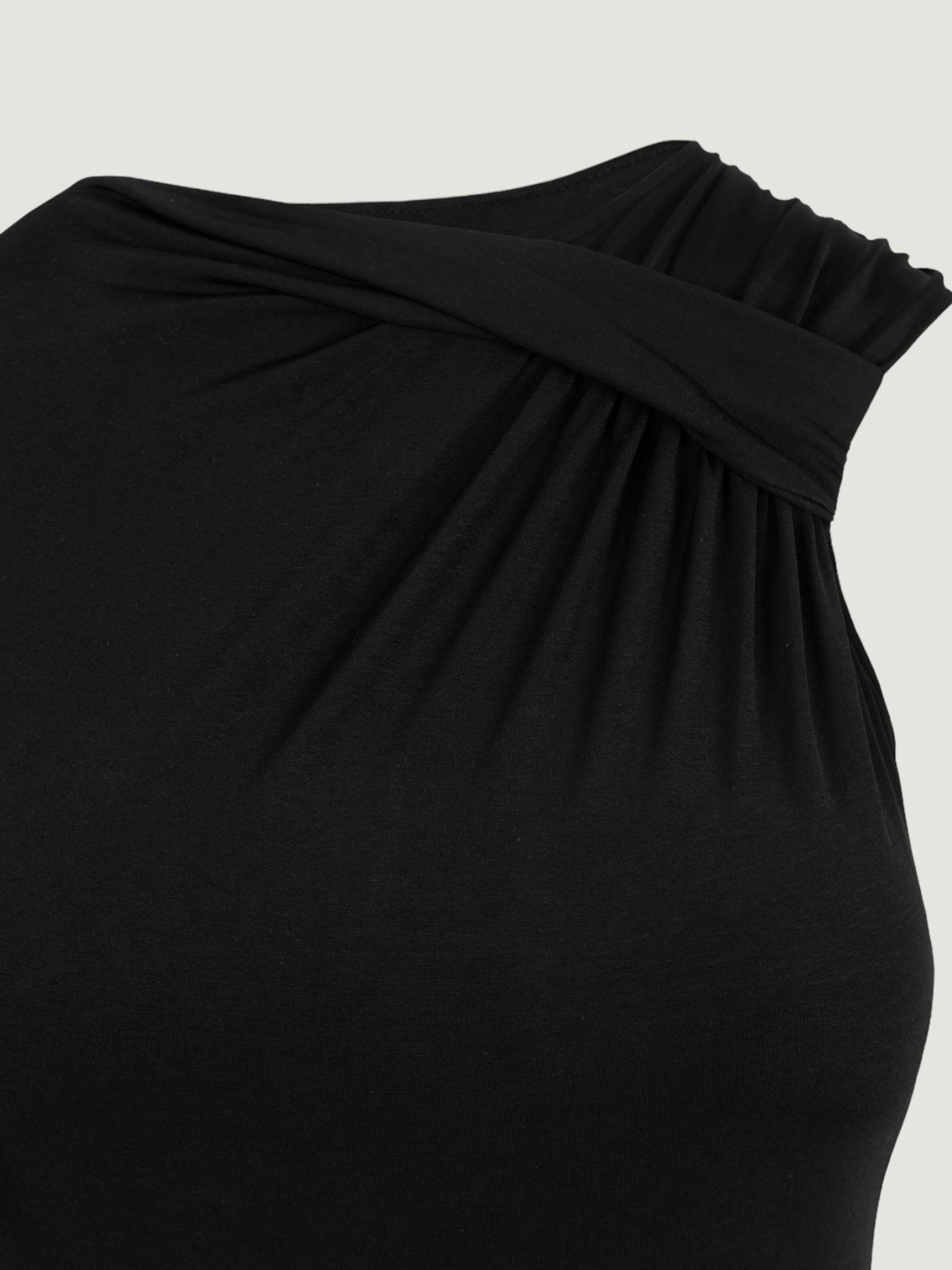 Tek Kol Yaka Detaylı Çıtçıtlı Body - Siyah Body Modelleri