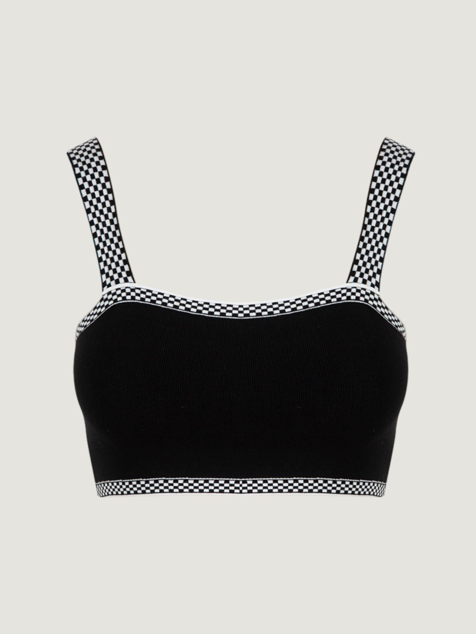 Triko Dama Desen Crop - Siyah Body Modelleri