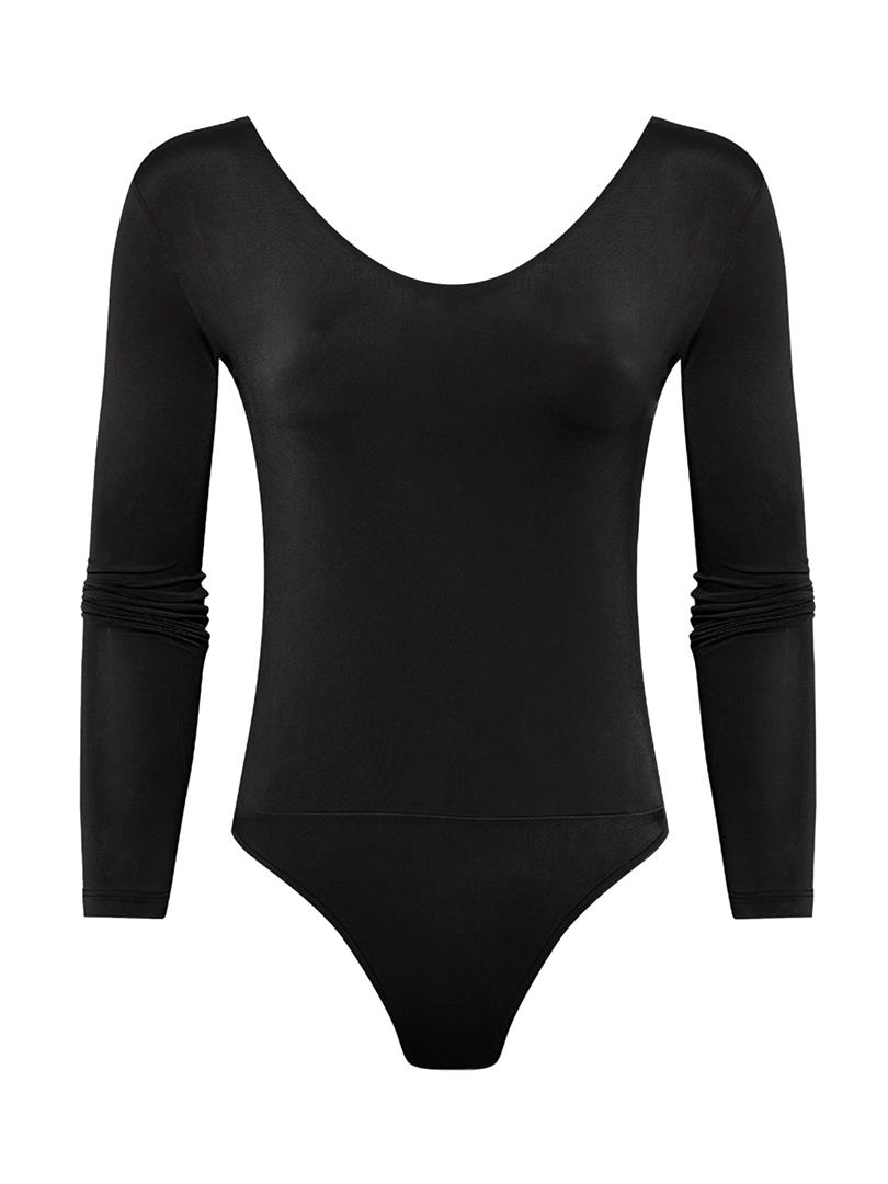 Uzun Kollu Çıtçıtlı Body - Siyah