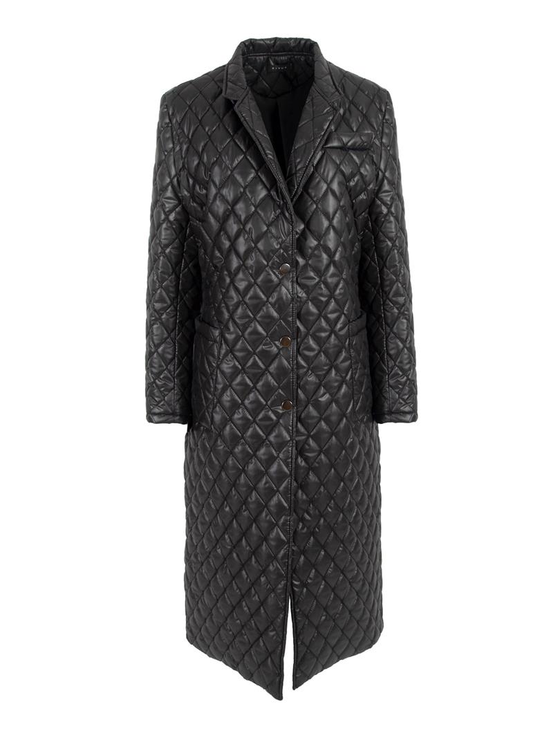 Uzun Oversize Kapitone Mont - Siyah