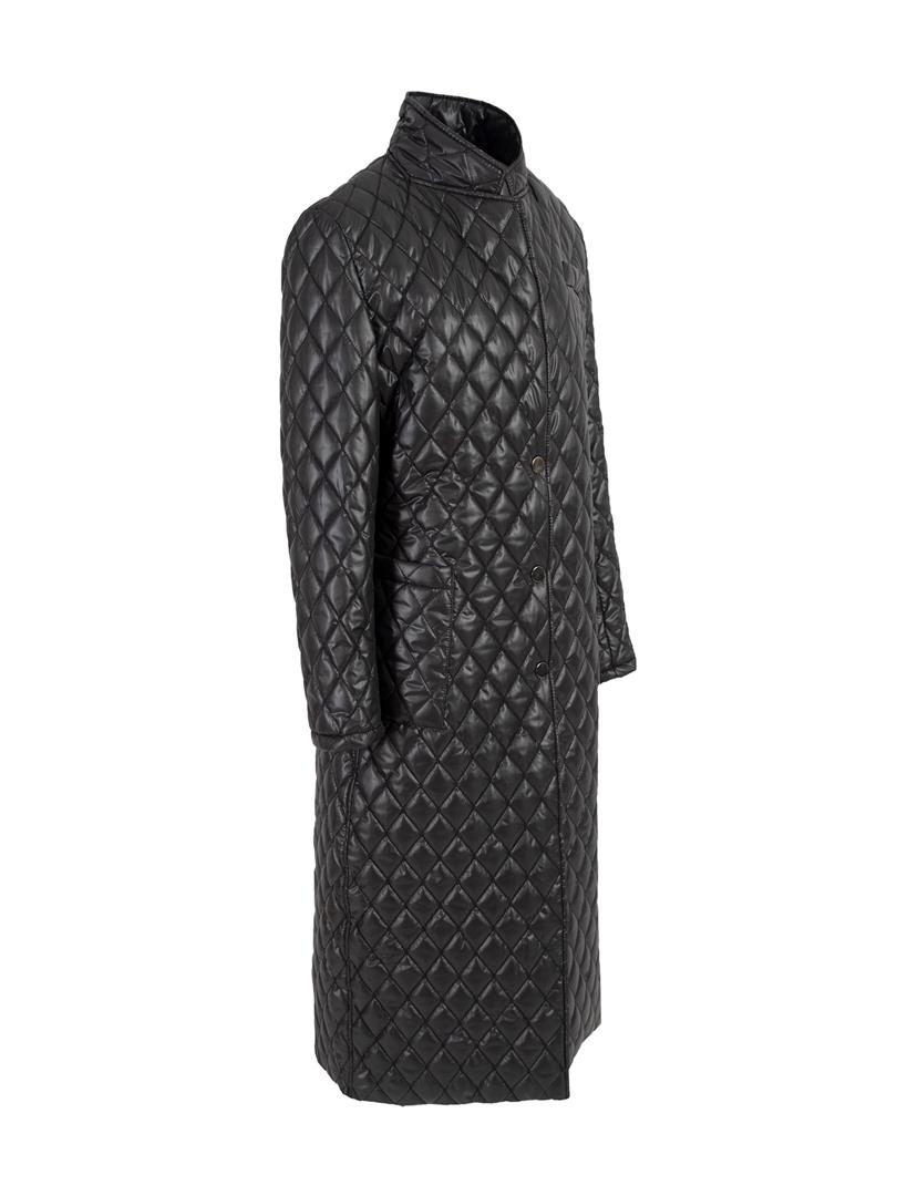 Uzun Oversize Kapitone Mont - Siyah