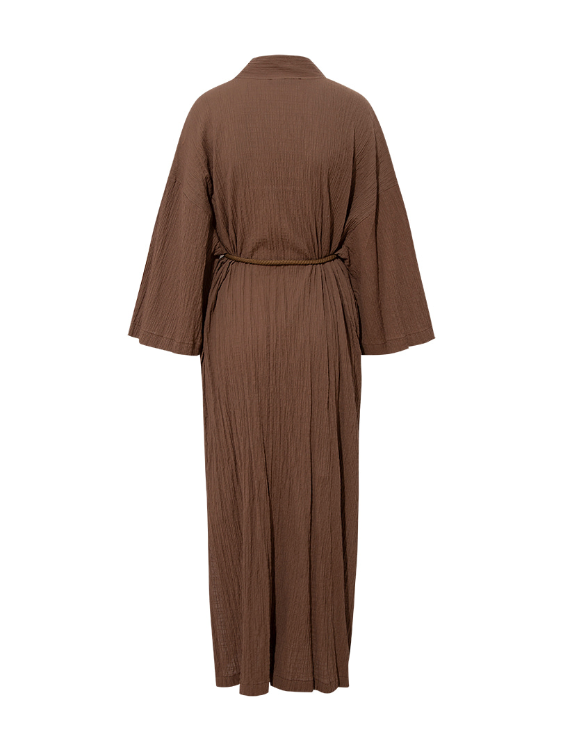 Uzun Rahat Kesim Kimono - Kahve