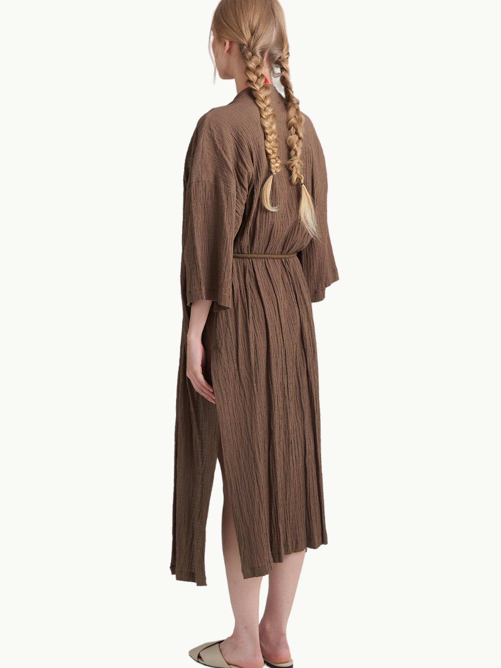 Uzun Rahat Kesim Kimono - Kahve Kimono & Pareo Modelleri
