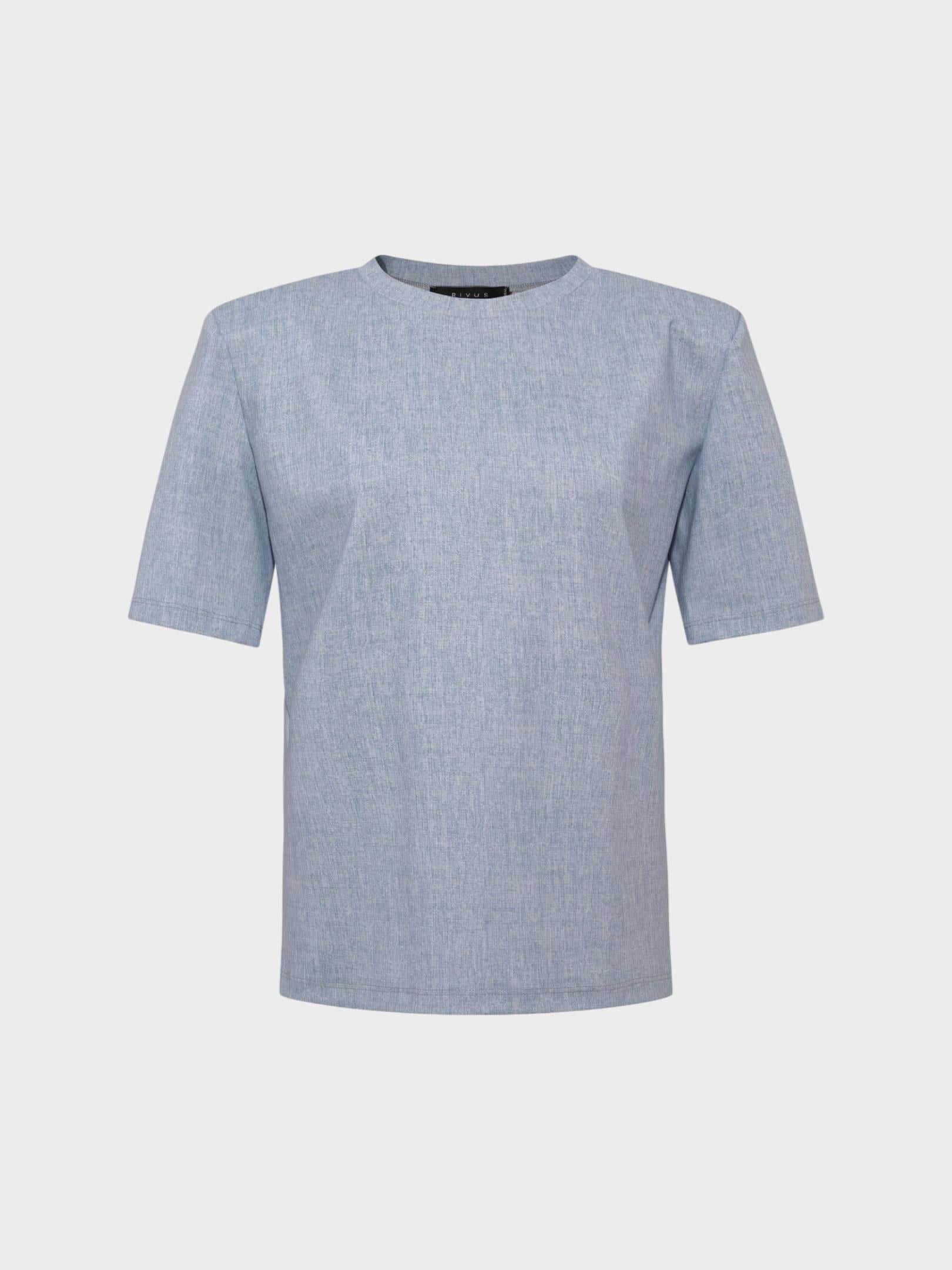 Vatkalı Bisiklet Yaka T-Shirt - Mavi T-shirt Modelleri