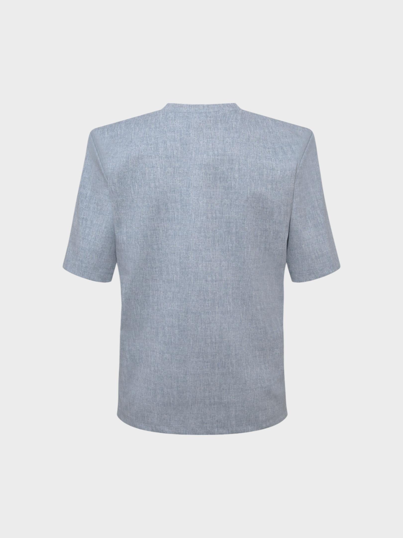 Vatkalı Bisiklet Yaka T-Shirt - Mavi T-shirt Modelleri