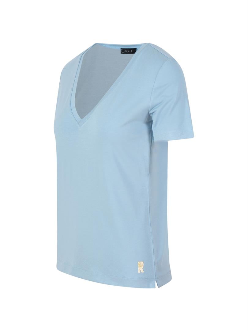 VINI Batik V Yaka Basic T-shırt - Mavi