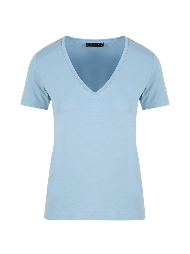 VINI Batik V Yaka Basic T-shırt - Mavi