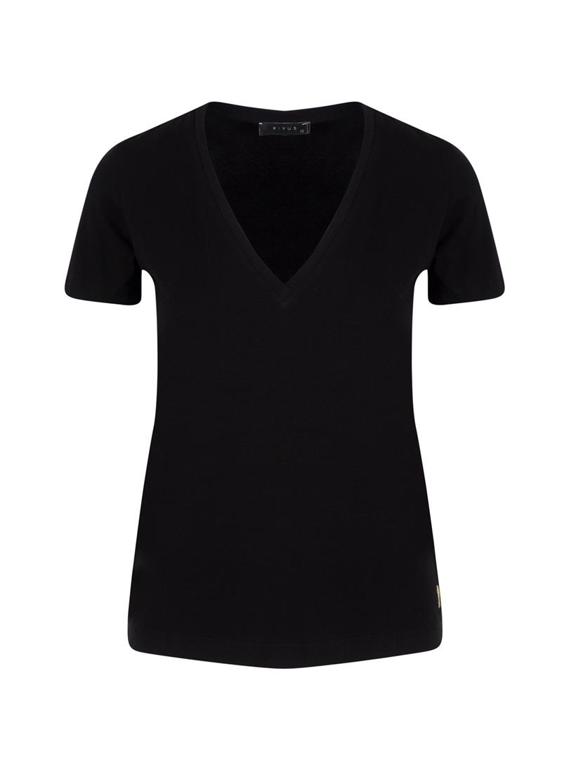 VINI Batik V Yaka Basic T-shırt - Siyah