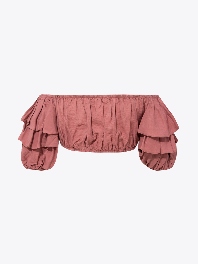 Volanlı Crop Top - Gül Kurusu