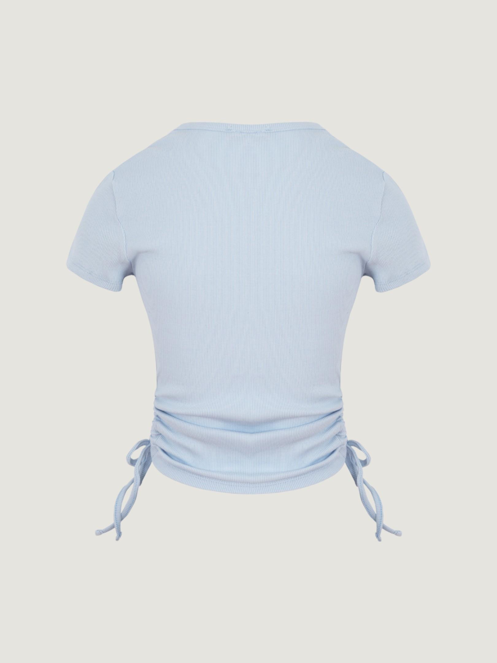 Yanları Büzgü Detaylı Kısa Kollu Body - Mavi Body Modelleri