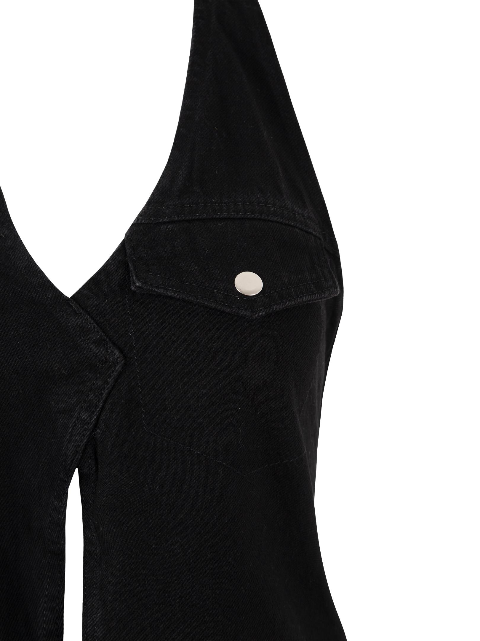 Yelek Görünümlü Jean Bluz - Siyah Body & Bluz Modelleri