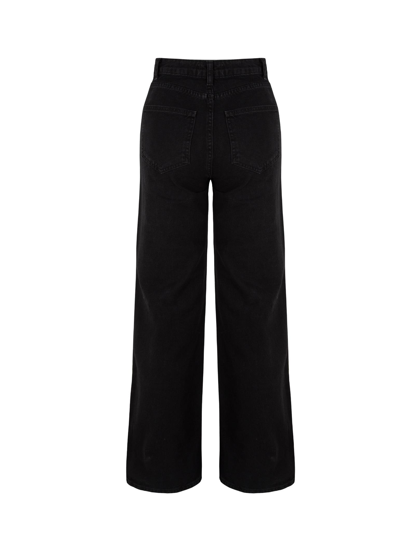 Yüksek Bel Straight Fit Jean Pantolon - Siyah Pantolon Modelleri
